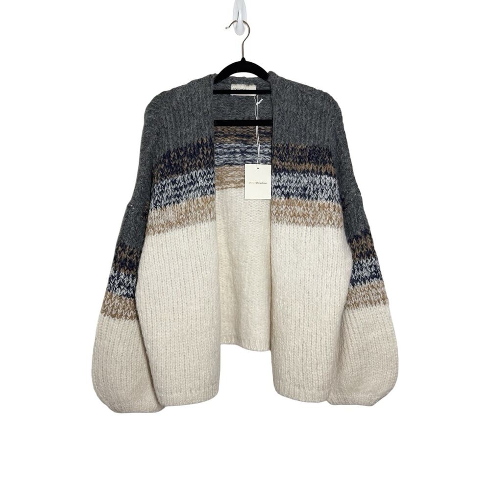 Atelier Delphine NWT Gray Cream Heathered Cora Cardigan Suri Alpaca Blend Medium